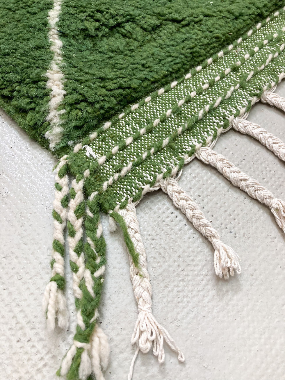 Miniature : Tapis berbère Beni Ouarain vert à losanges écrus 1,62x1,03m