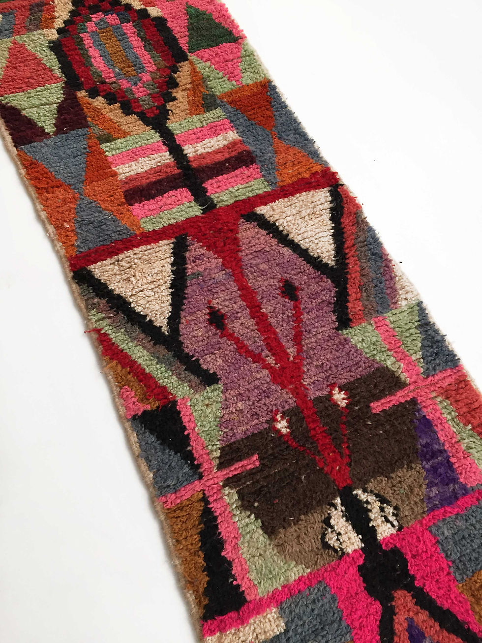 Miniature : Tapis berbère Boujaad à motifs graphiques colorés 2,88x0,70m
