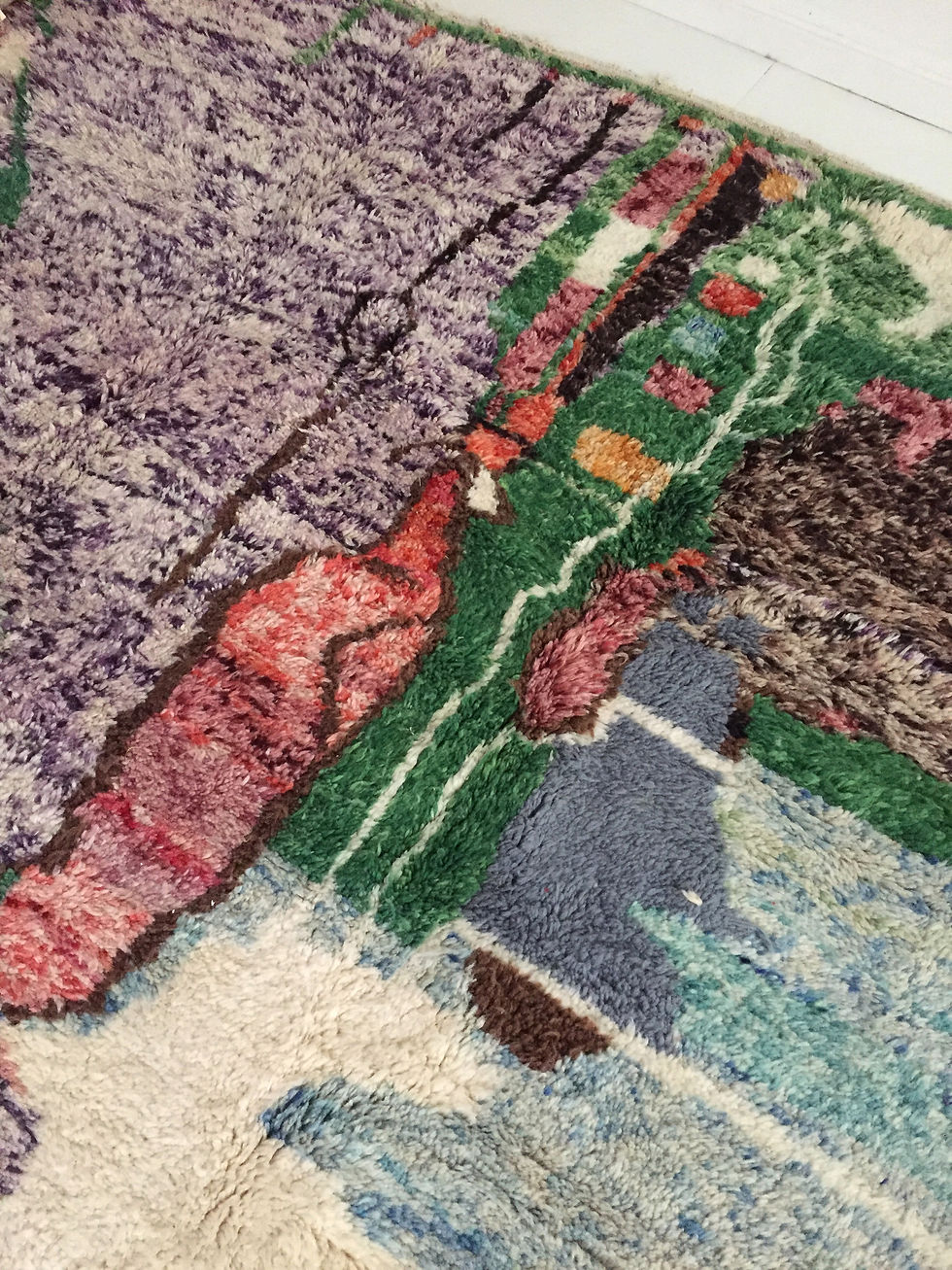 Miniature : Tapis berbère Beni Ouarain à motifs colorés 3,91x3,12m
