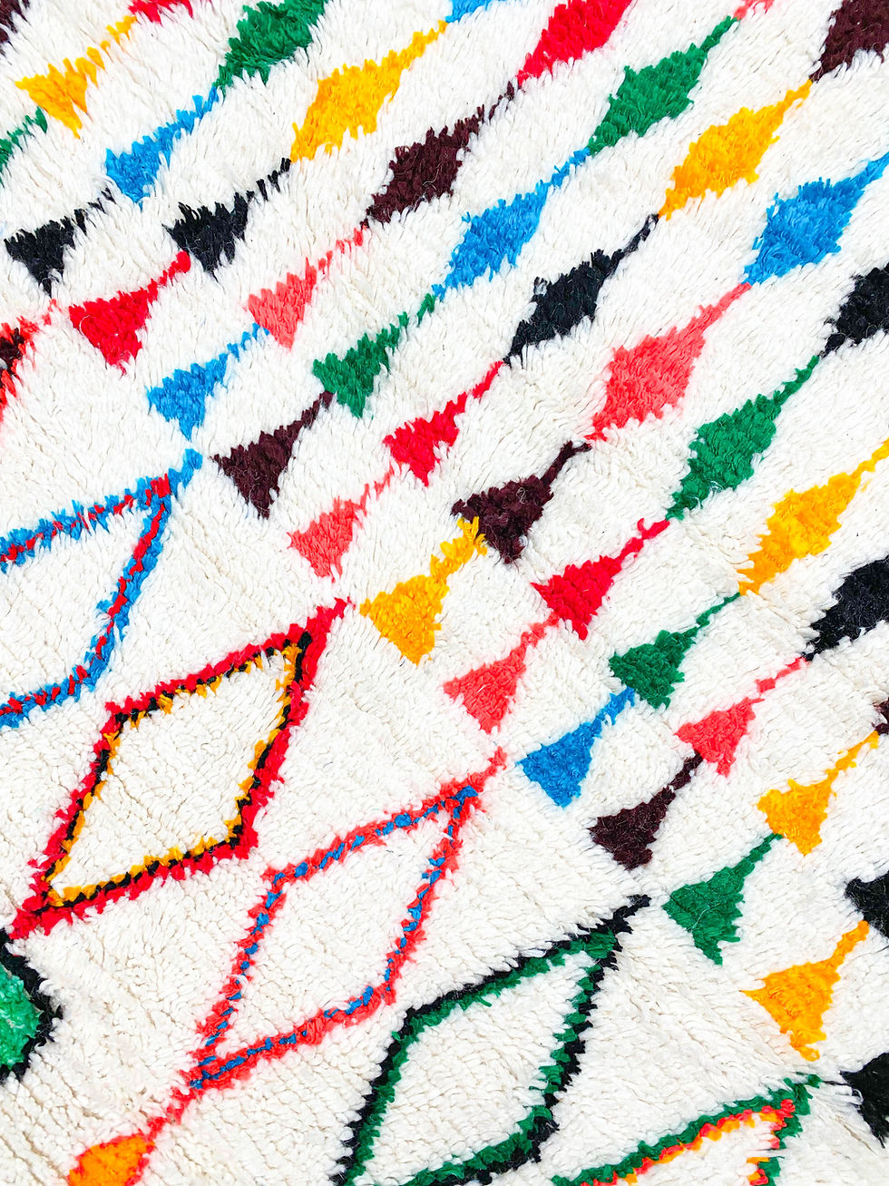 Miniature : Tapis berbère Azilal écru à motifs colorés 2,45x1,46m