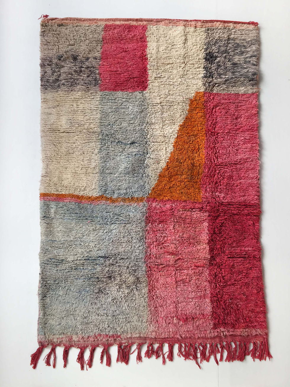 Miniature : Tapis berbère Boujaad à aplats colorés chinés 2,34x1,43m