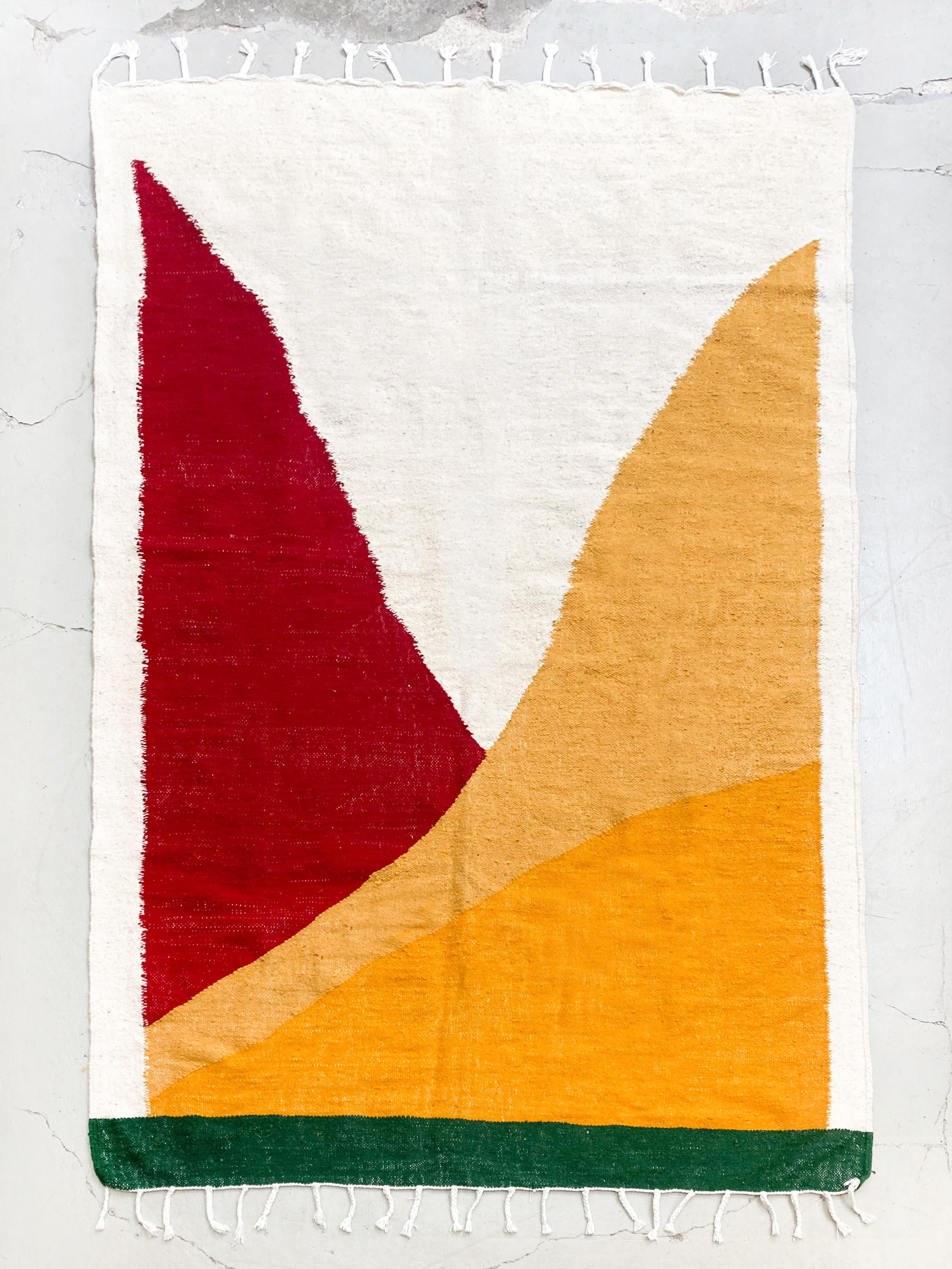 Kilim berbère écru à motifs colorés 3,06x2m
