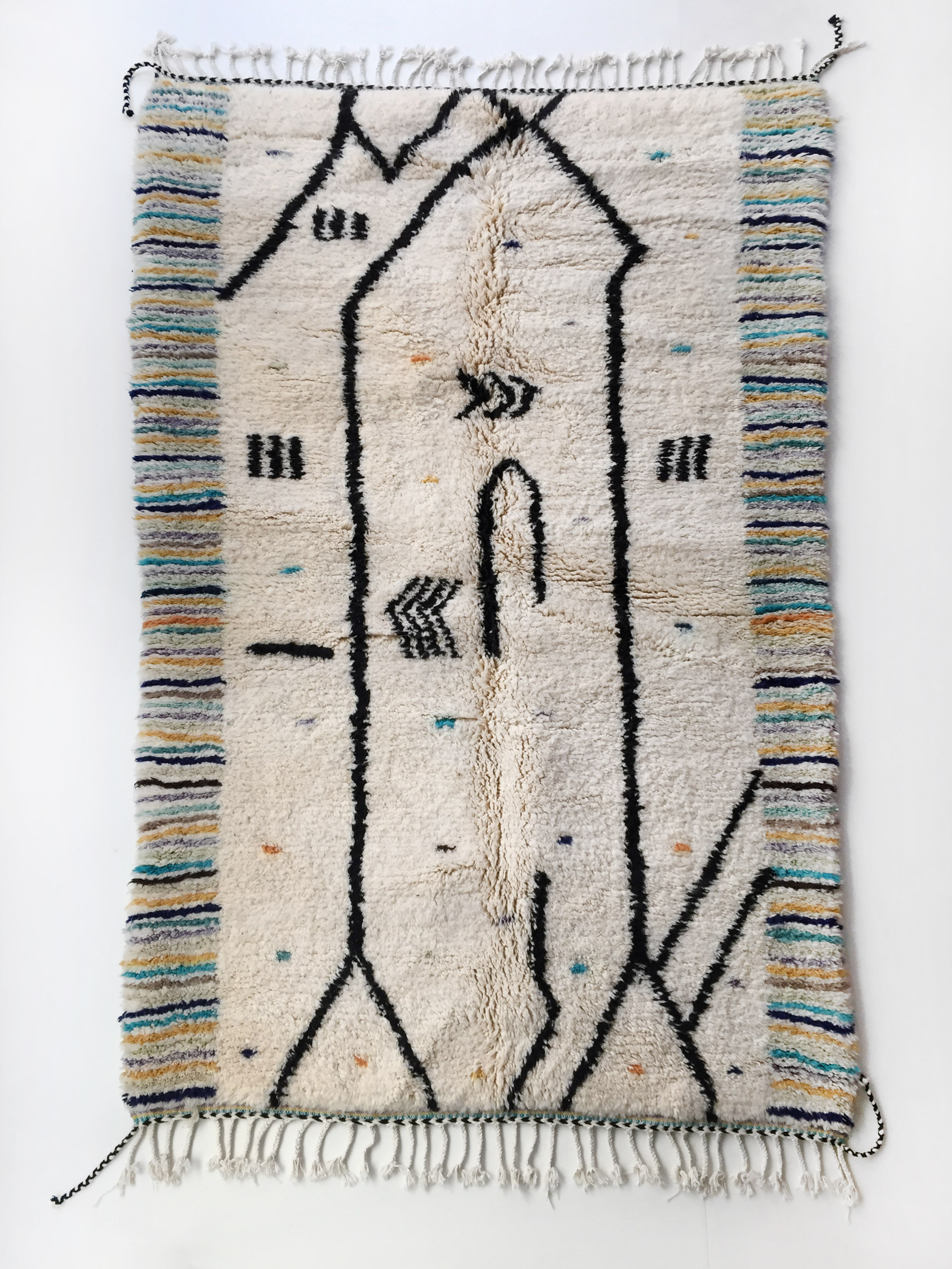 Tapis berbère Beni Ouarain à motifs colorés 2,60x1,58m