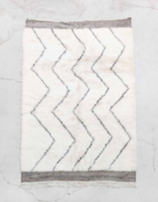 Alfombra bereber Marmoucha con zigzags negros, 2,71 x 1,72 m