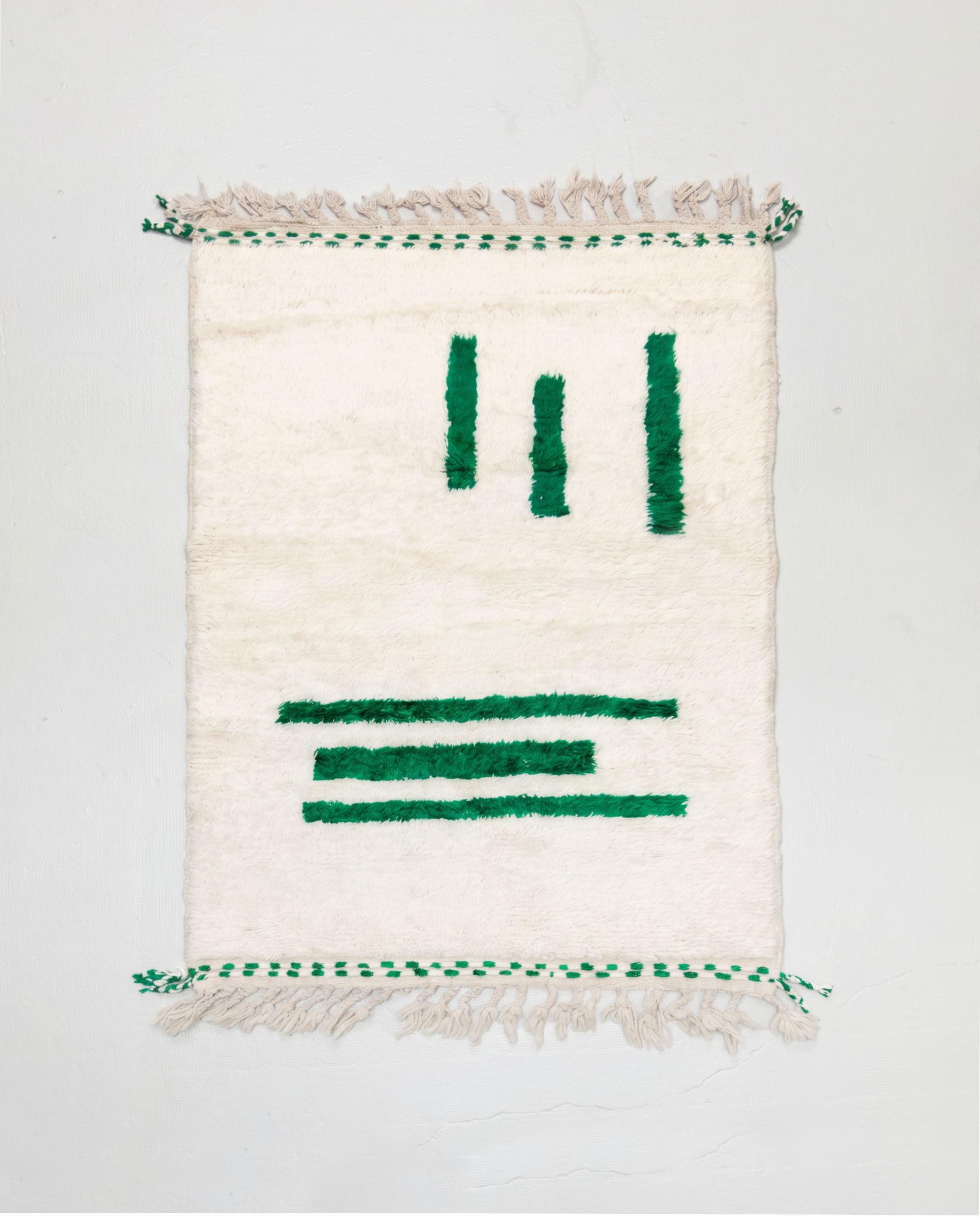 Tapis berbère Beni Ouarain à motifs verts 1,56x1,02m