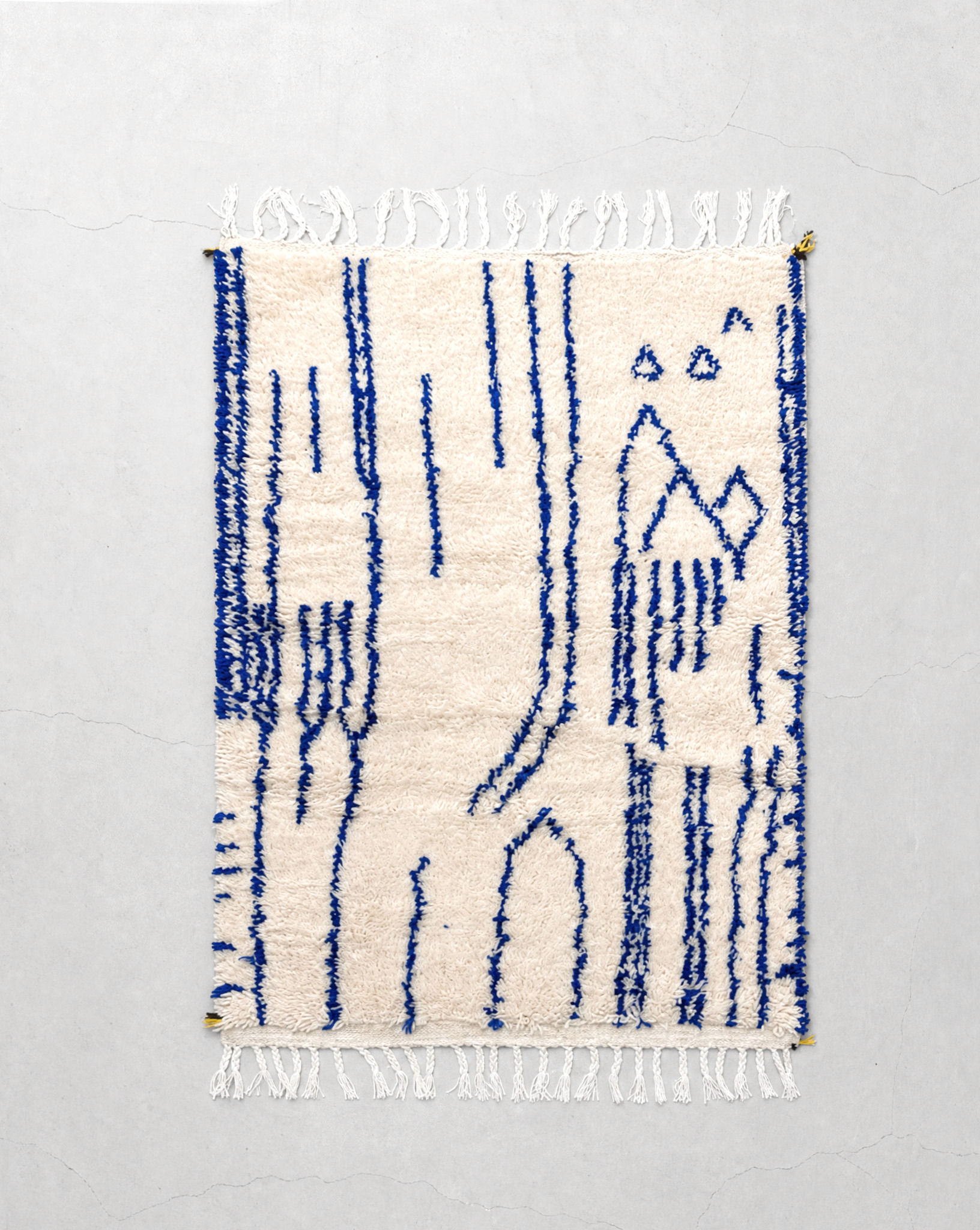 Tapis berbère Azilal à motifs bleu majorelle 1,53x1,06m