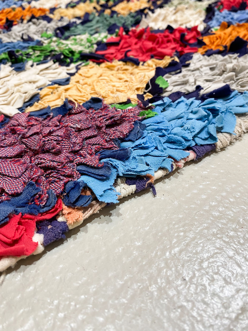 Miniature : Tapis berbère Boucherouite à losanges multicolores 2,14x1,23m