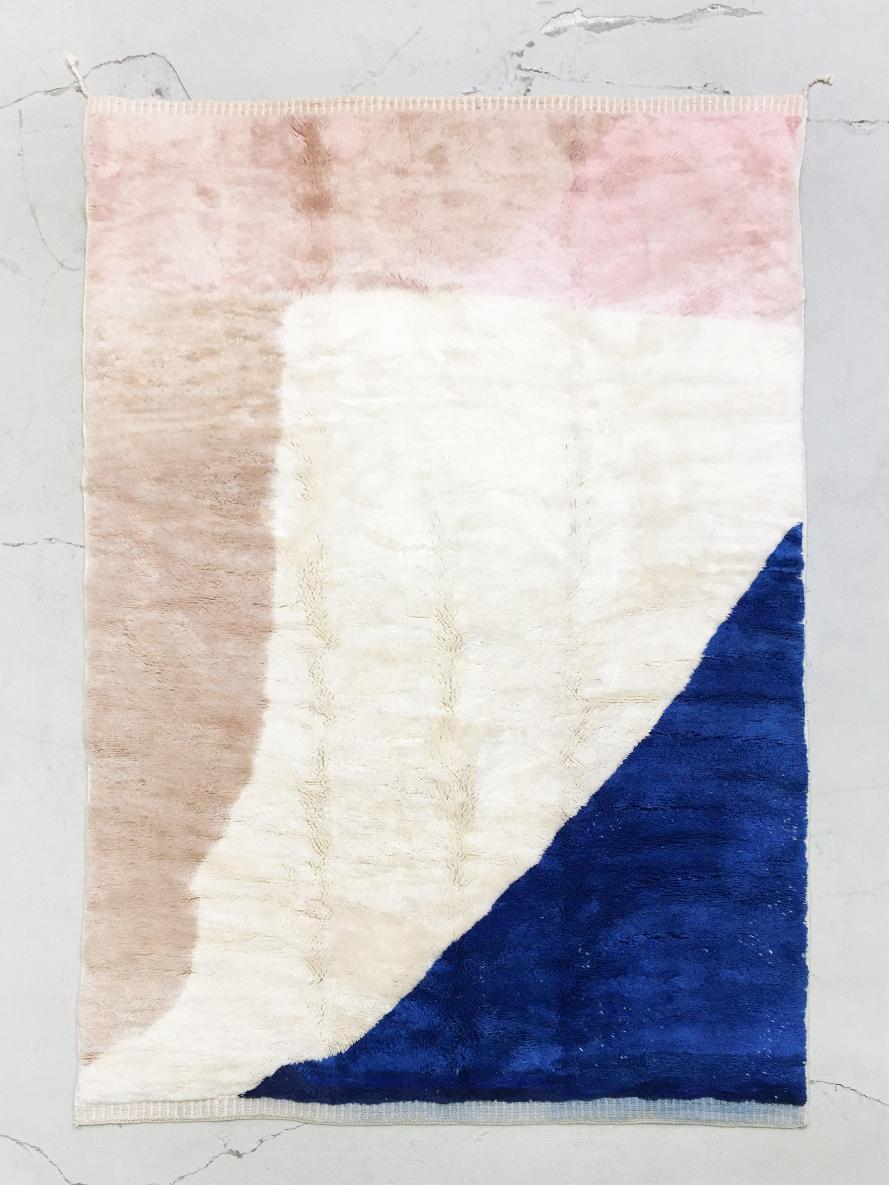 Tapis berbère M'rirt écru à aplats colorés 2,94x1,93m