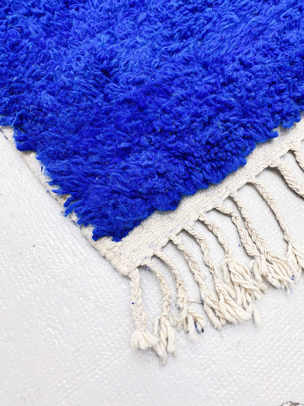 Miniature : Tapis berbère Beni Ouarain uni bleu majorelle 3,31x2,10m