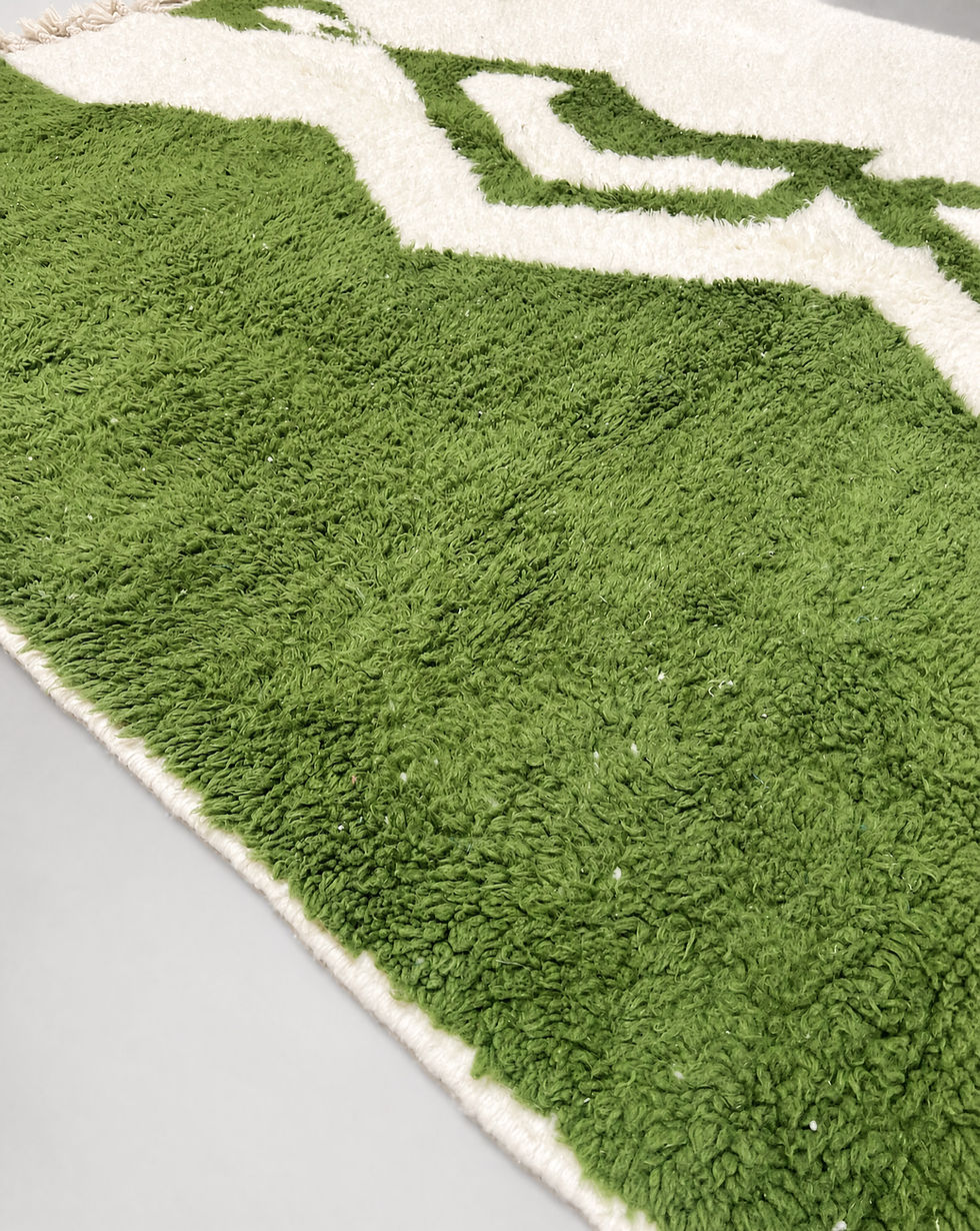 Miniatur: Ecru-grüner Beni Ouarain Berberteppich, 2,93 x 2,12 m