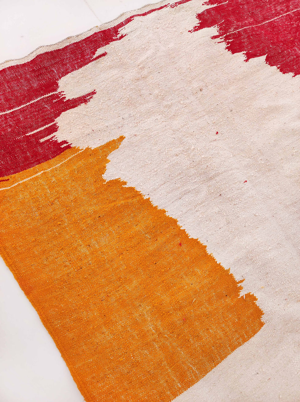 Miniature : Kilim berbère écru à motifs colorés 2,32x1,45m