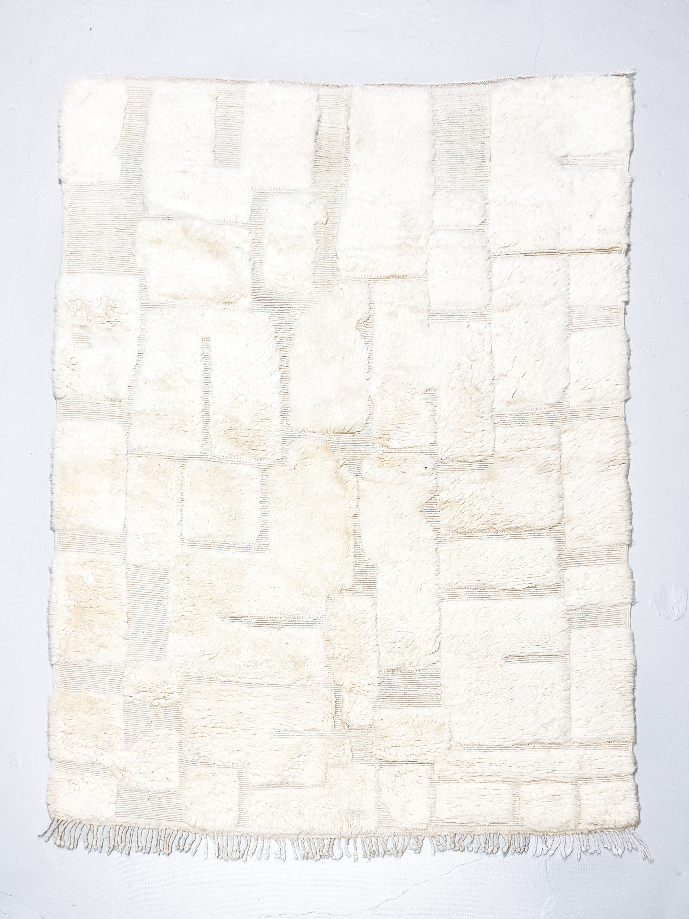 Tapis berbère M'rirt écru à motifs géométriques gravés 2,84x2,08m