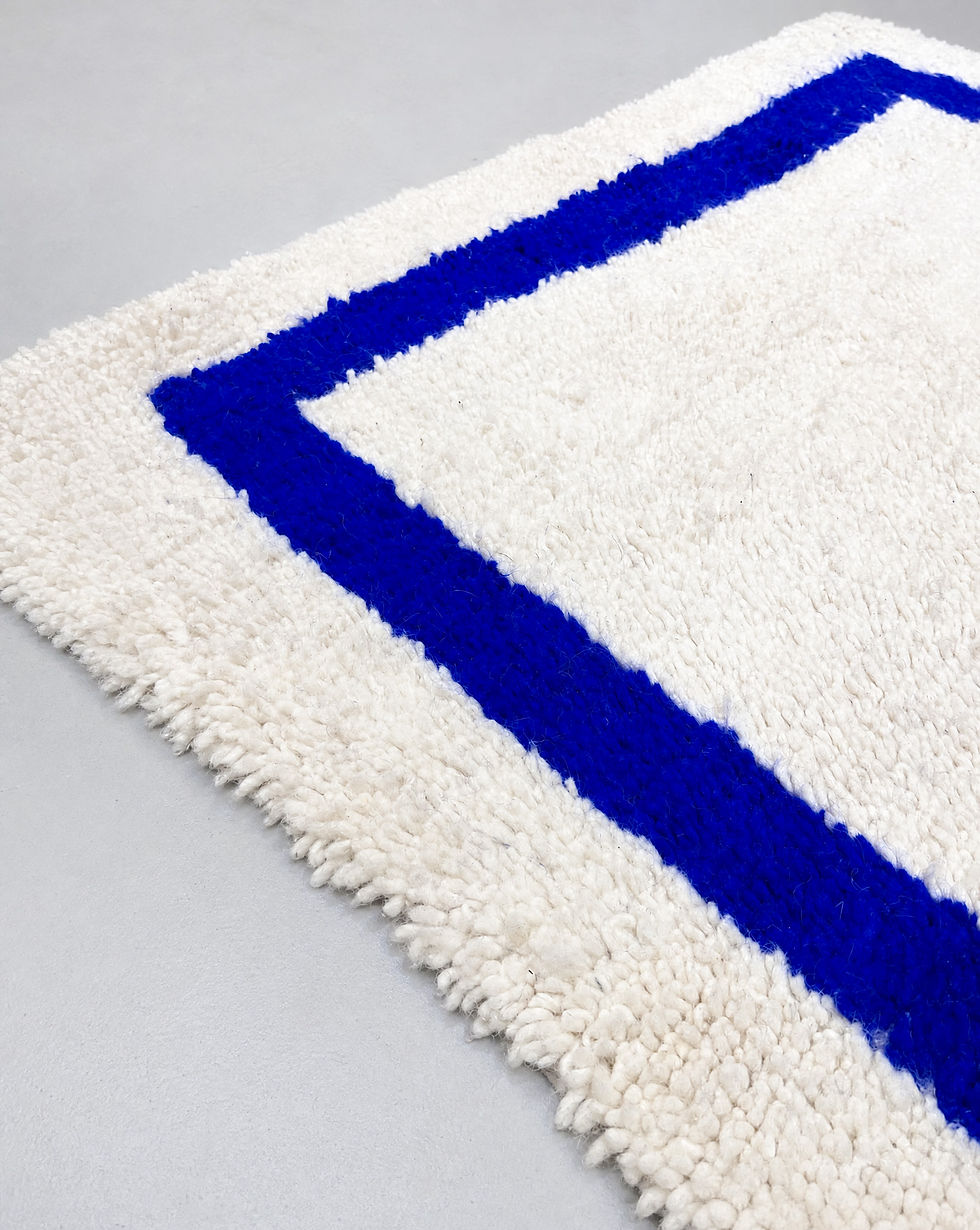 Miniature : Tapis berbère Beni Ouarain à motif bleu majorelle 1,58x1,02m