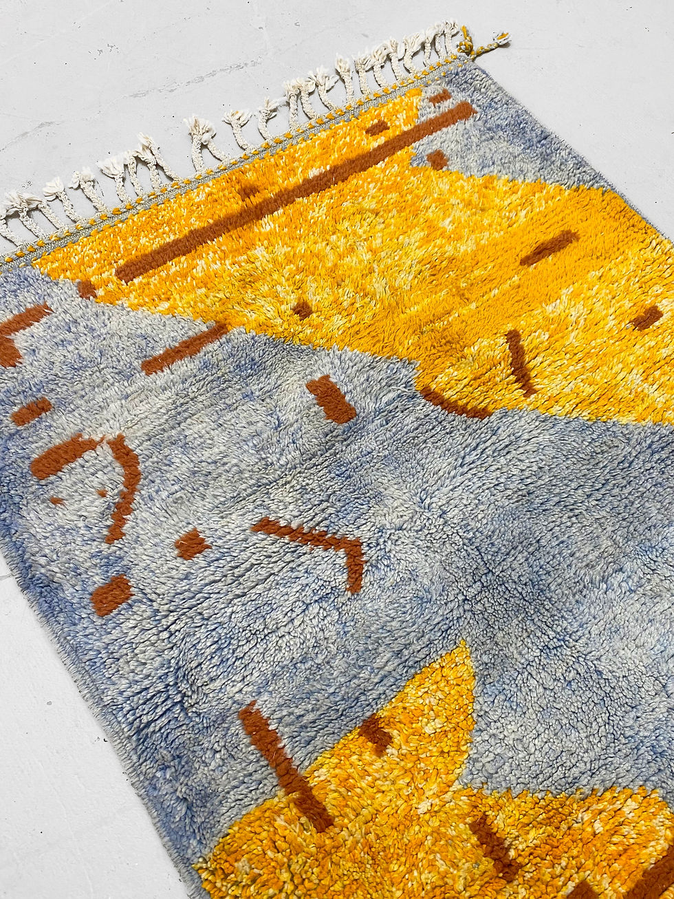 Miniature : Tapis berbère Boujaad chiné gris et moutarde 1,60x1,30m