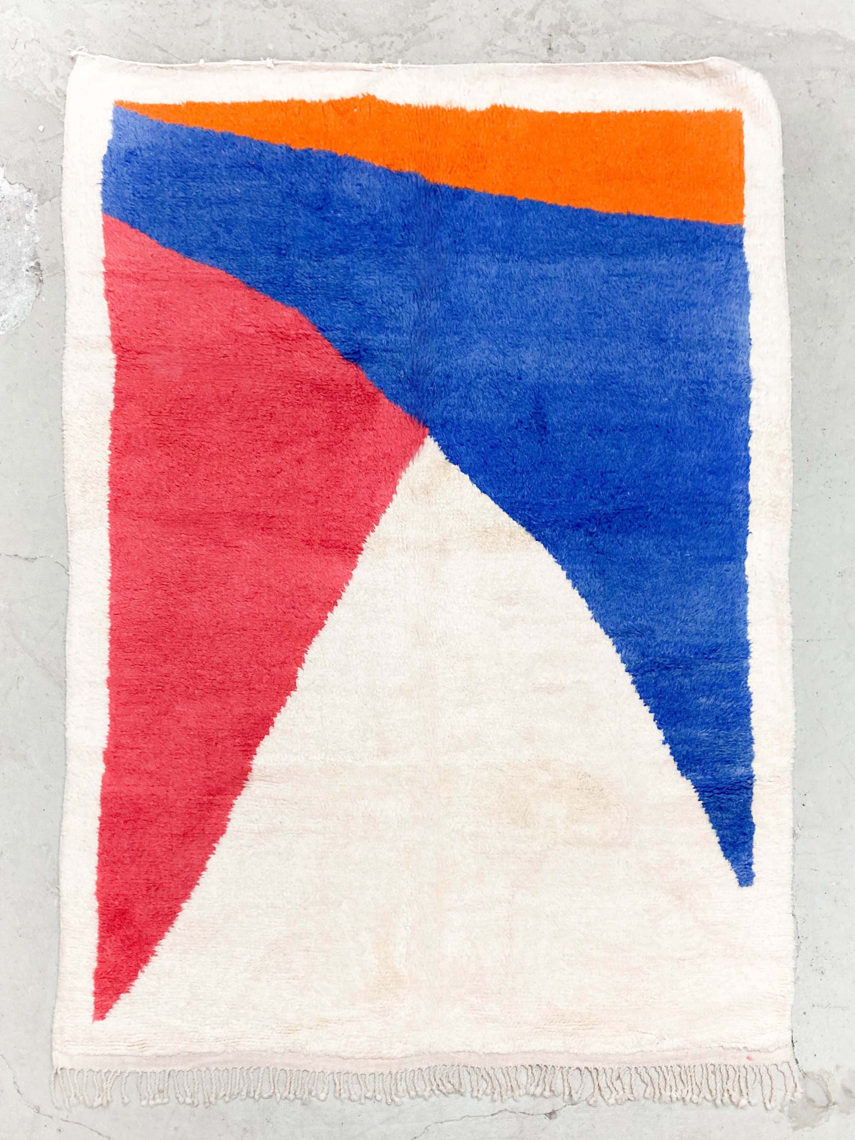 Tapis berbère Boujaad écru à motifs colorés 2,90x2,07m