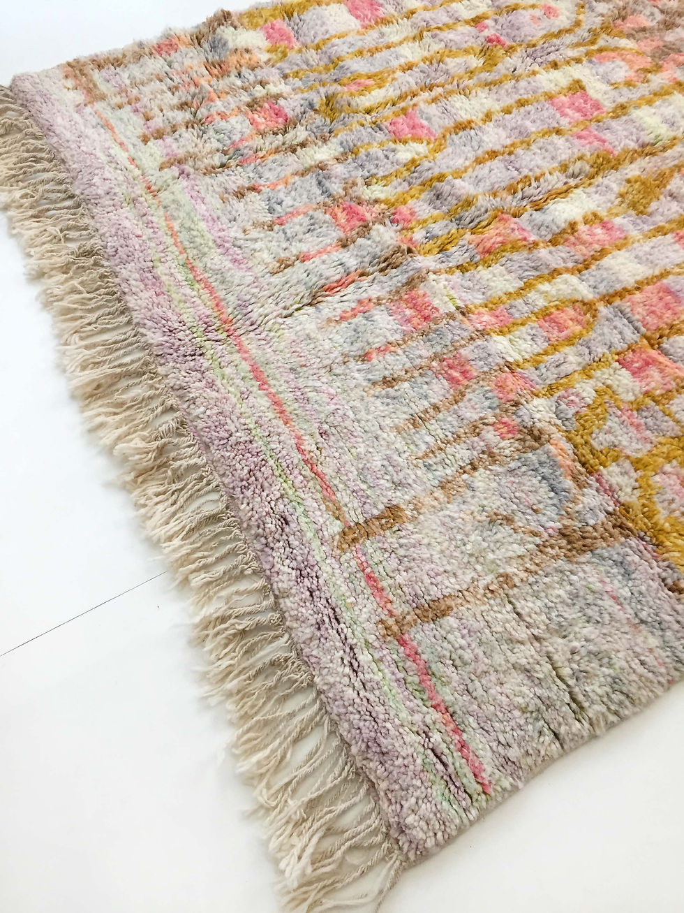 Miniature : Tapis berbère Beni Ouarain chiné à motifs abstraits colorés 2,65x1,65m
