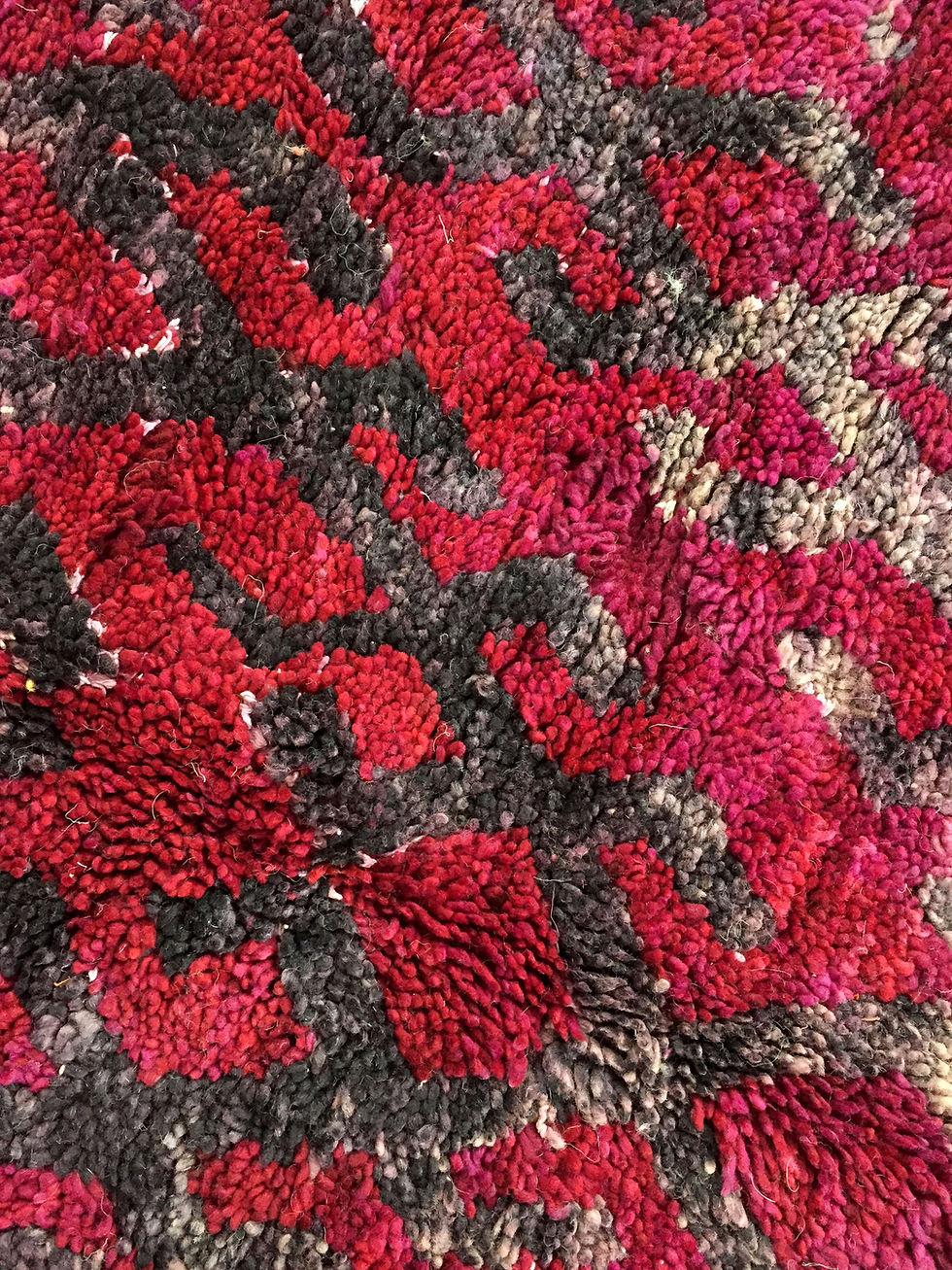 Miniature : Tapis berbère ancien Beni M'guild bordeaux à motifs 2,86x1,65m