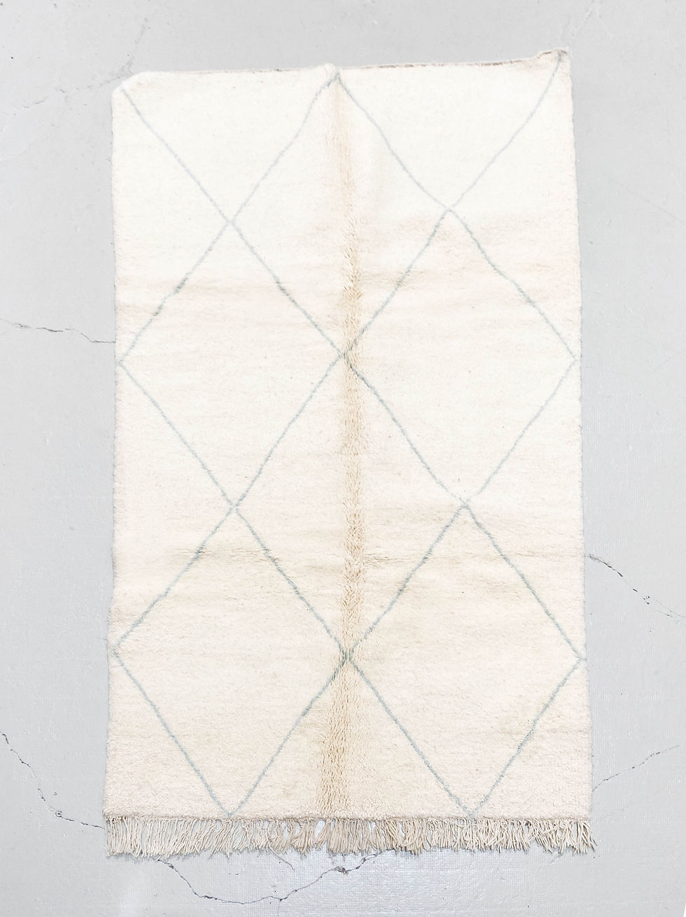 Tapis berbère Beni Ouarain à losanges bleu ciel 2,54x1,45m