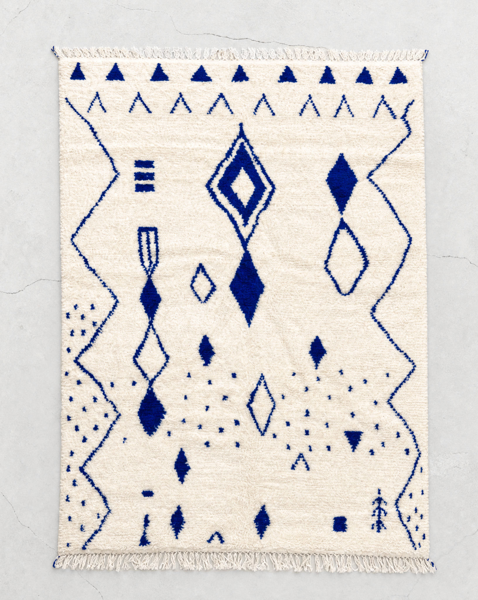 Alfombra bereber Azilal con motivos Majorelle azul 2,98x1,96m