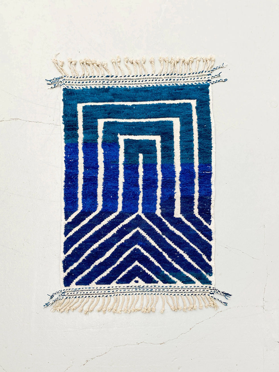 Miniature : Tapis berbère Beni Ouarain écru à motifs 1,58x1,05m