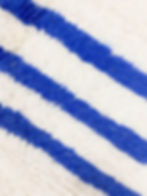Miniatur: Ecru Beni Ouarain Berberteppich mit Majorelle-Blau-Motiven, 2,92 x 2,05 m