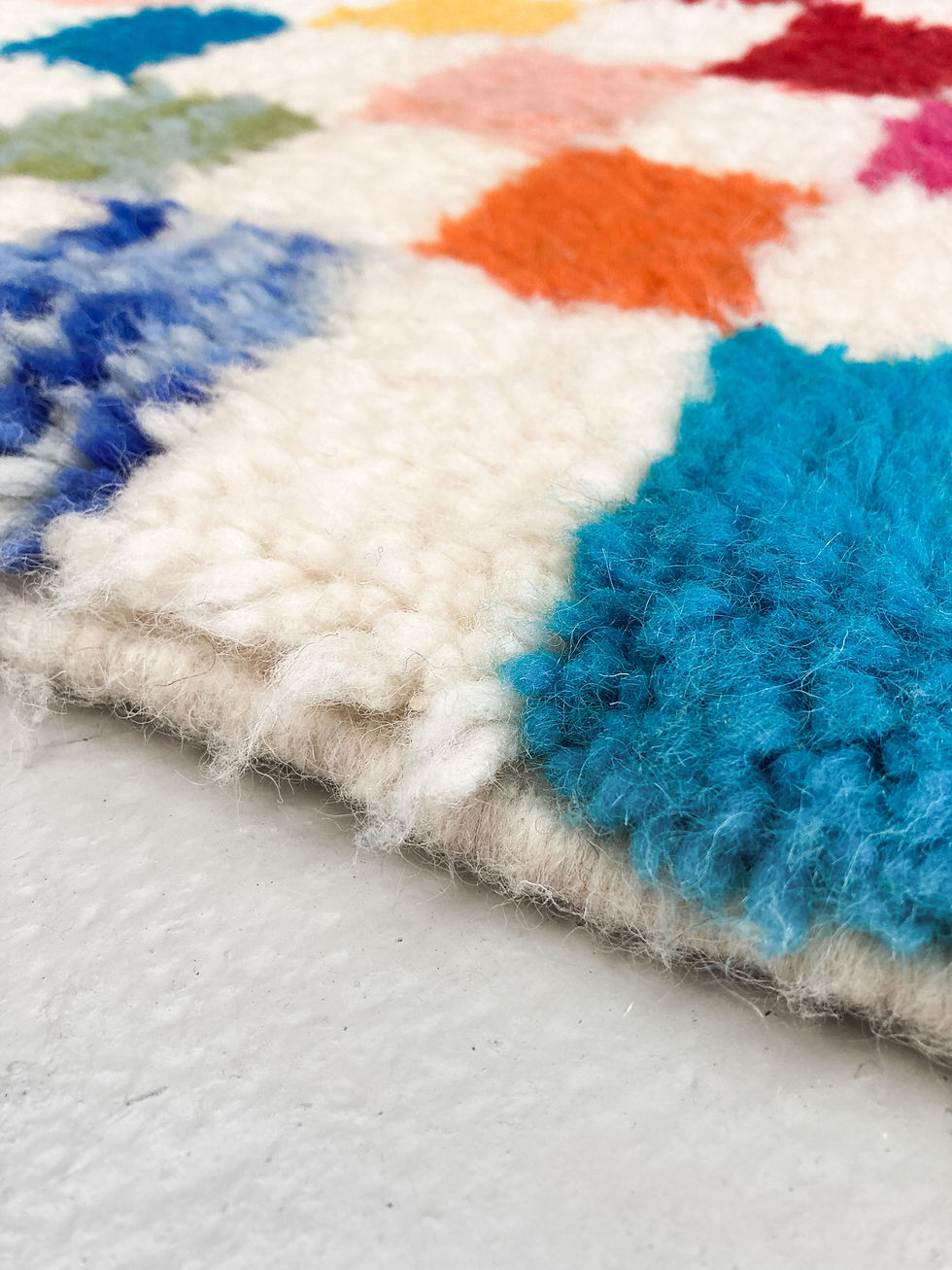 Miniature : Tapis berbère Beni Ouarain écru à carreaux multicolores 1,50x1,03m