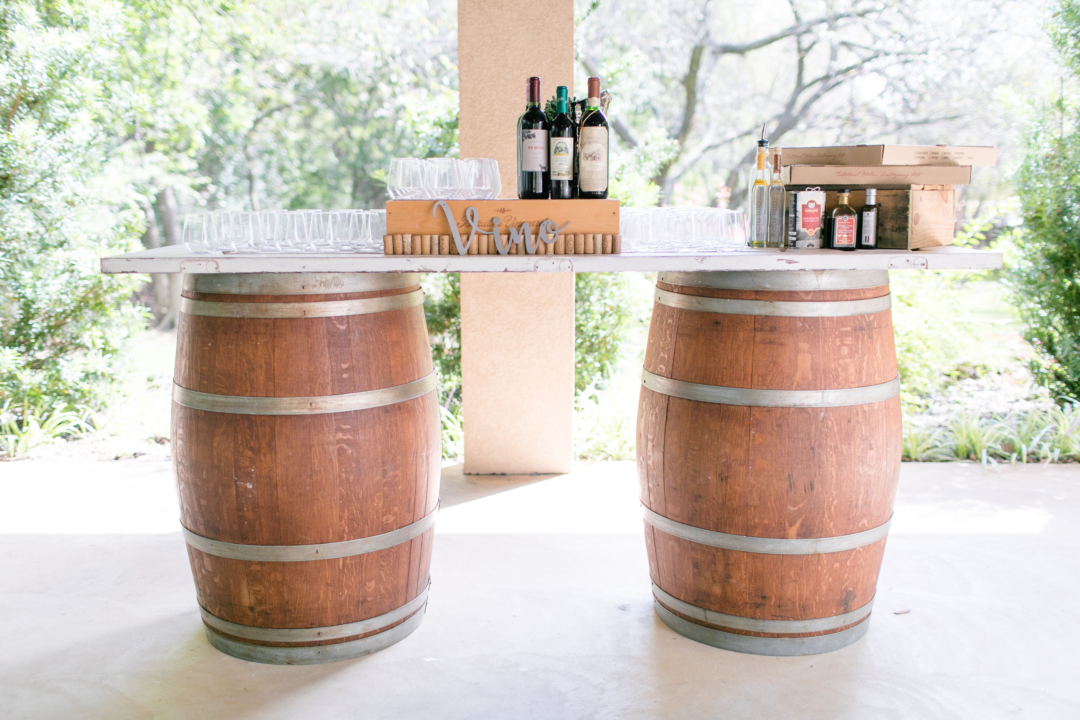 Wine Barrel Table for rent Dallas Edford Farmhouse