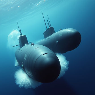 Two submarines underwater in a stealthy chase.jpg