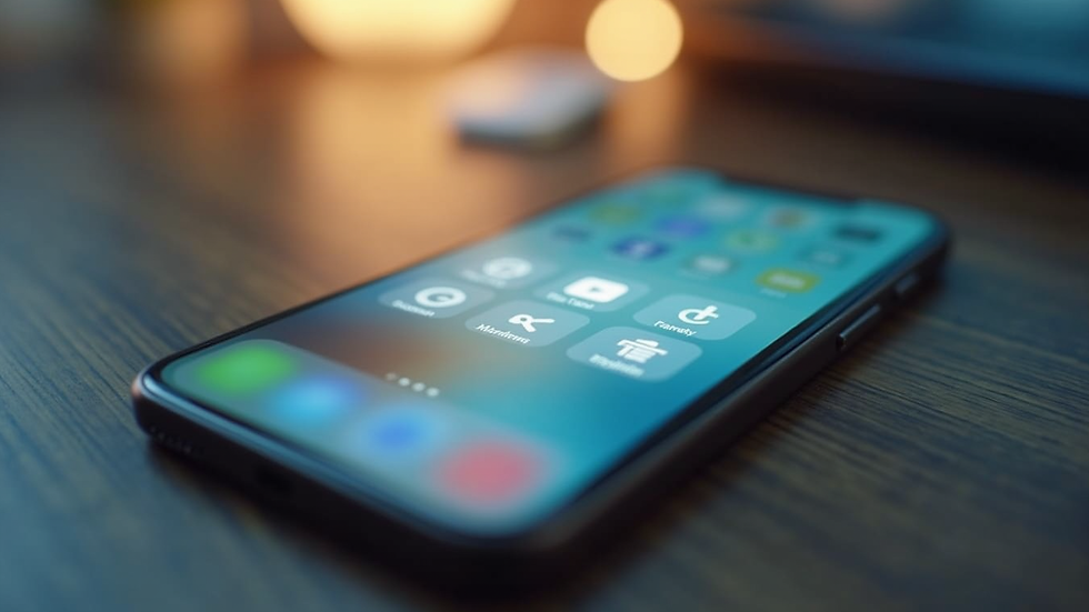 Eye-level view of a smartphone displaying a user-friendly app interface