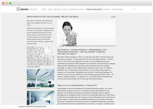pinta acoustic website aus forschung und design