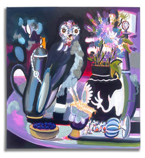 Heddy-John Appeldoorn Uil met bloemenvaas 86 x 80 cm.jpeg