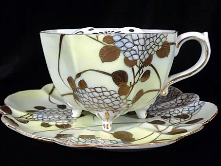 Vintage Footed Mustache Cup & Saucer from 1910s