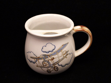 Vintage 70s Otagiri Stoneware “Airplane” Mustache Mug