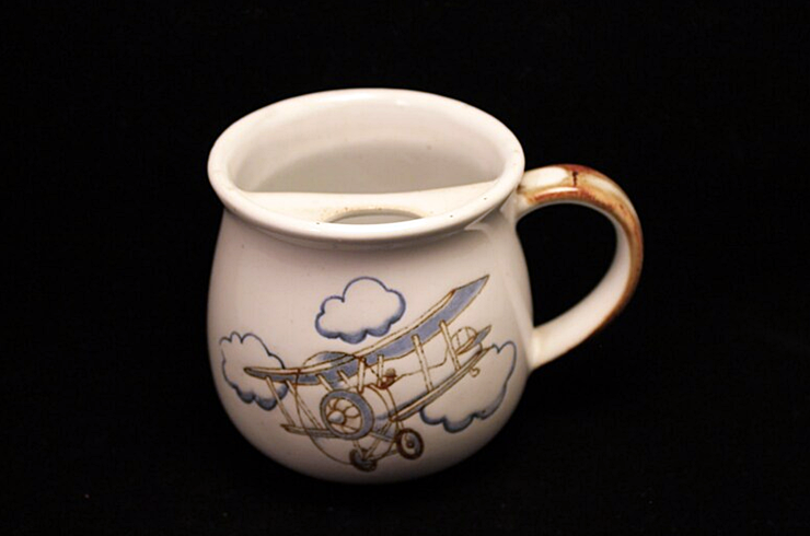 Vintage 70s Otagiri Stoneware “Airplane” Mustache Mug