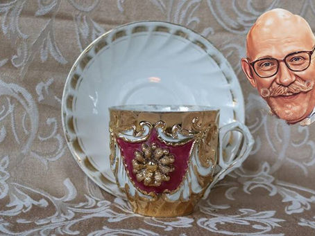 Gilded Vintage/Antique Mustache Cup and Saucer Set