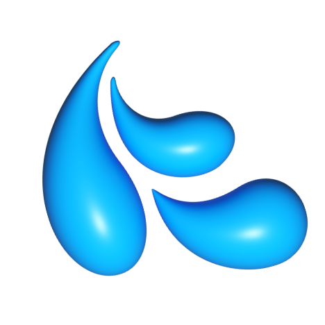 3 blue water droplets