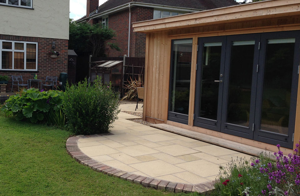 Paving with a decorative edge.