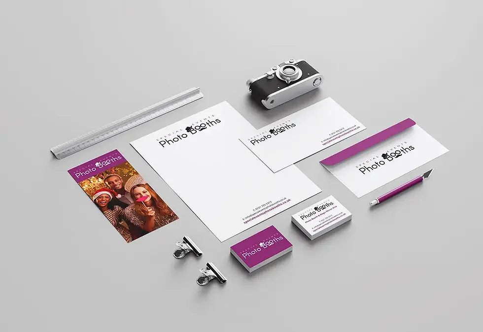 Business stationery neatly laid out on a table top