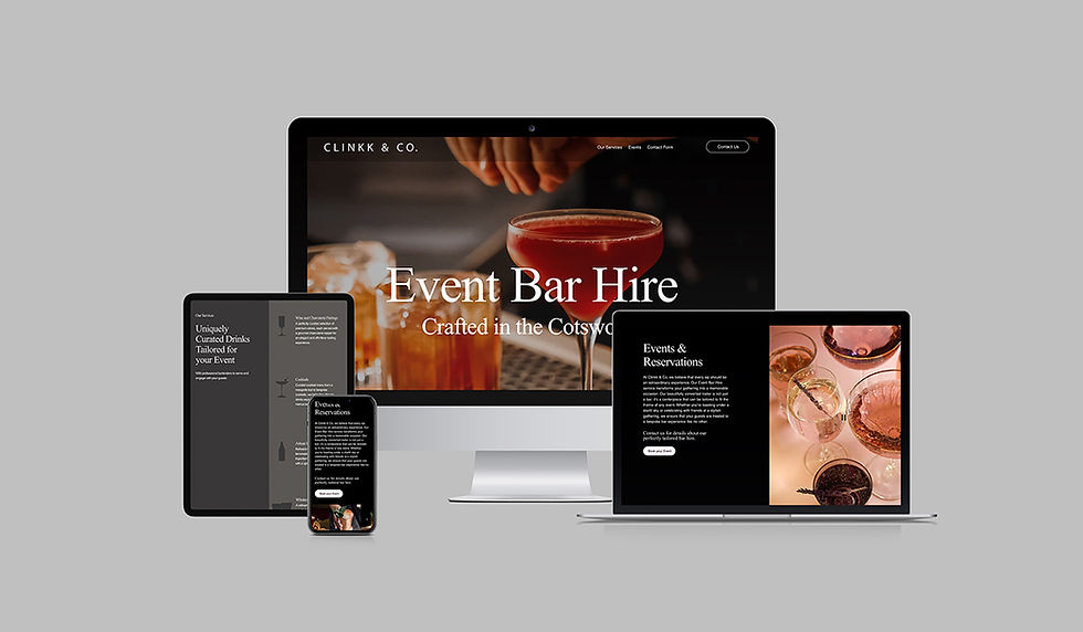 Clinkk and Co Bar Hire website displayed on various devices