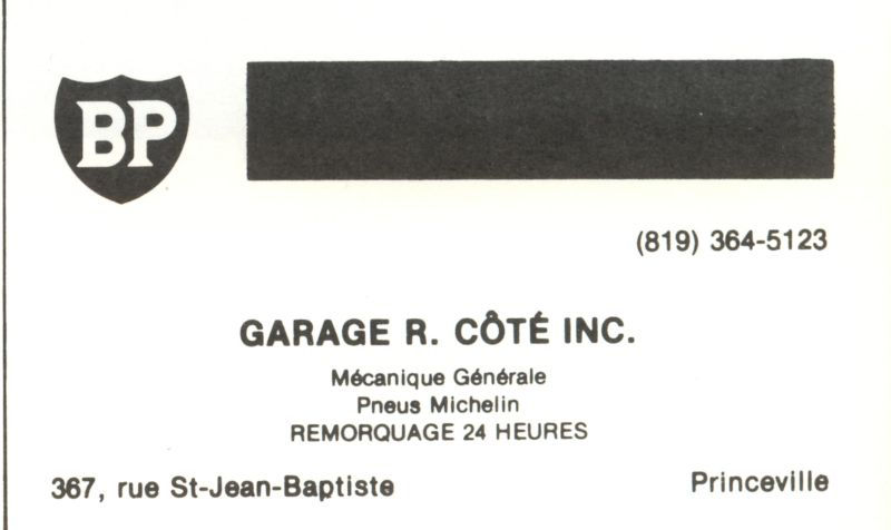Garage R. Coté, 1982