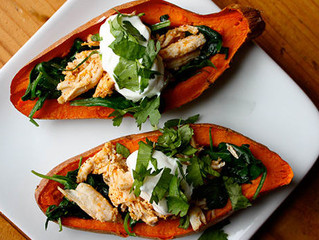 Sweet Potato Skins with Chicken and Spinach