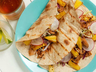 Crunchy Spicy Shredded Pork Tacos with Pineapple Salsa