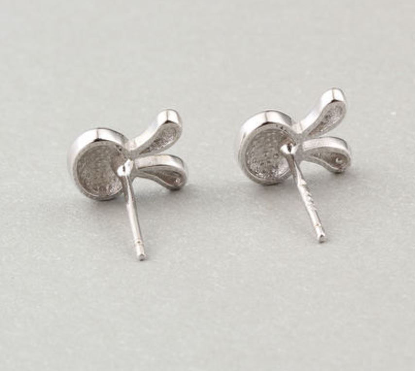 Thumbnail: Sterling White Enamel Bun Earrings