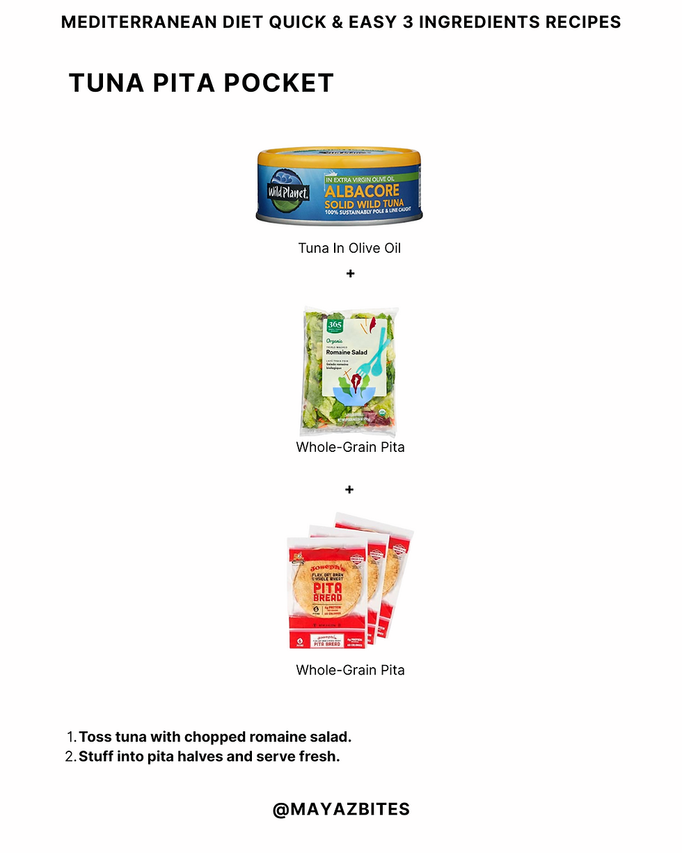 5 Quick and Easy 3 Ingredients Mediterranean Diet Lunch Ideas