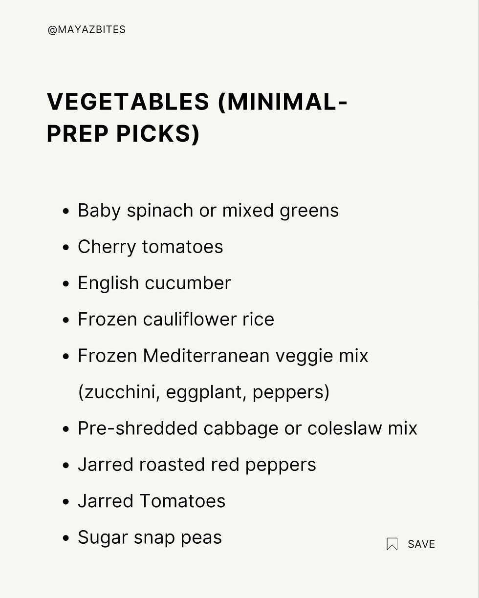 Mediterranean Diet Low-Effort Meals Grocery List