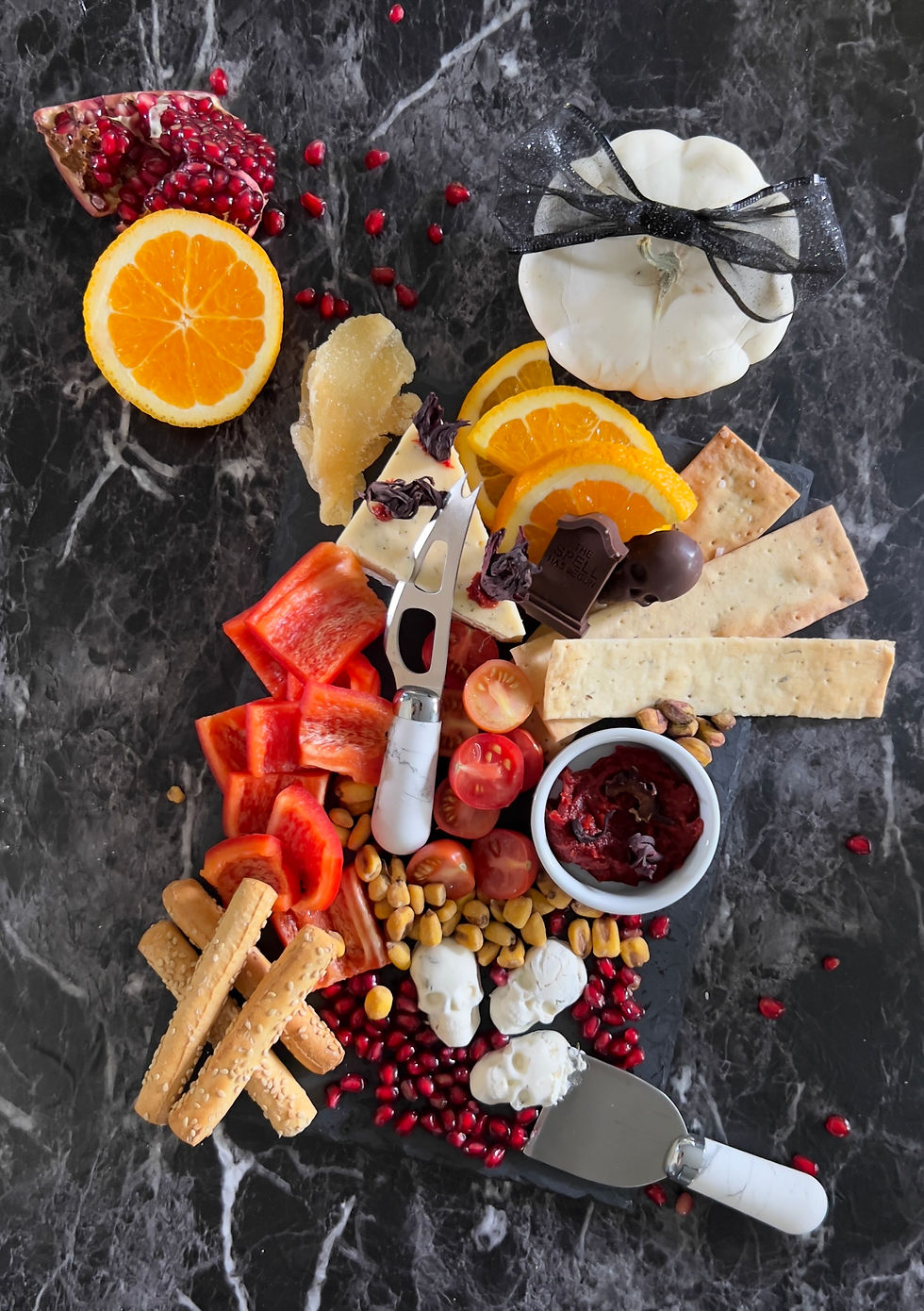 Halloween Spooky Cheese Board by registered dietitian maya oueichek