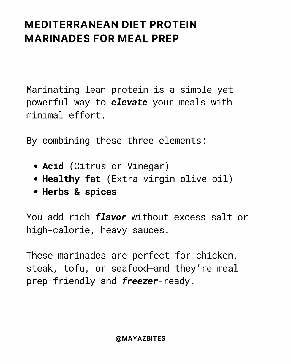 Mediterranean Diet Simple Protein Marinades