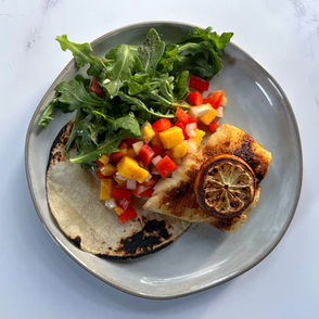 Mediterranean Diet Healthy Recipe: Cod Fish Tacos With Arugula & Mango Salsa