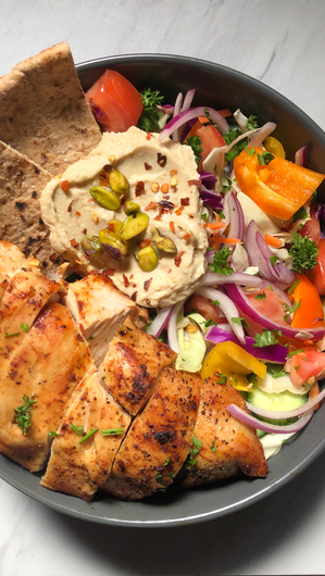 Mediterranean Diet Chicken & Hummus Bowl Recipe