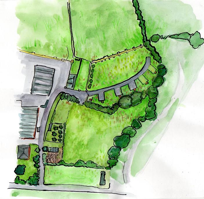 Watercolour map of Marto House and Campsite